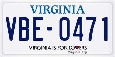 VA license plate VBE0471