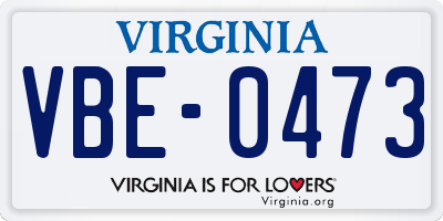 VA license plate VBE0473
