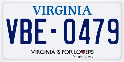 VA license plate VBE0479