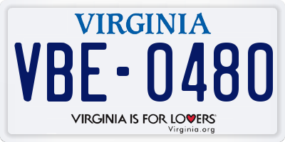 VA license plate VBE0480