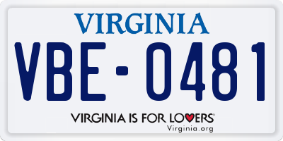 VA license plate VBE0481