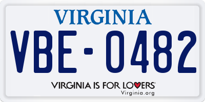 VA license plate VBE0482