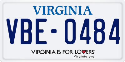 VA license plate VBE0484