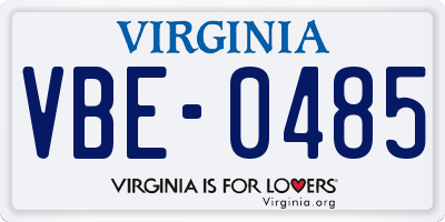 VA license plate VBE0485