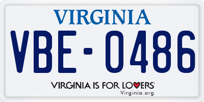 VA license plate VBE0486