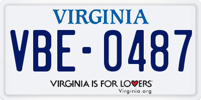 VA license plate VBE0487