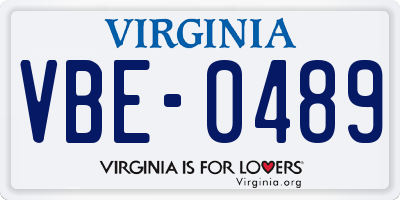 VA license plate VBE0489