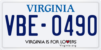 VA license plate VBE0490
