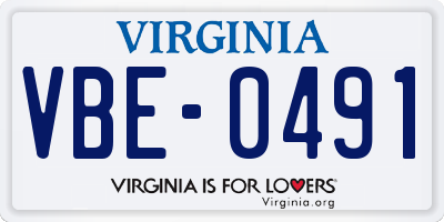 VA license plate VBE0491