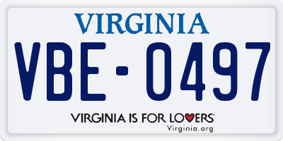 VA license plate VBE0497