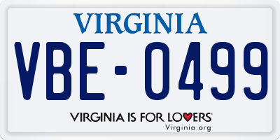 VA license plate VBE0499