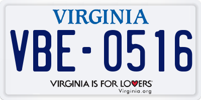 VA license plate VBE0516
