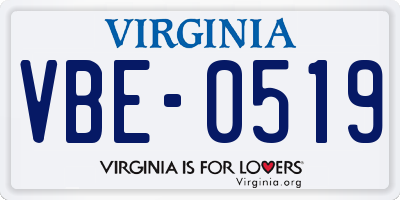 VA license plate VBE0519
