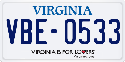 VA license plate VBE0533