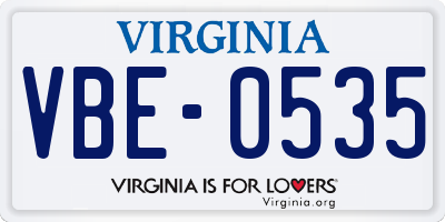 VA license plate VBE0535