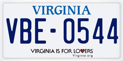 VA license plate VBE0544