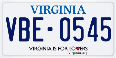 VA license plate VBE0545