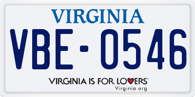 VA license plate VBE0546