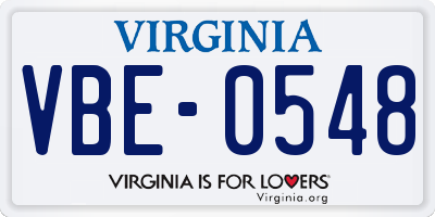 VA license plate VBE0548