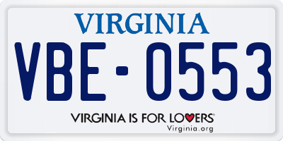 VA license plate VBE0553