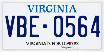 VA license plate VBE0564