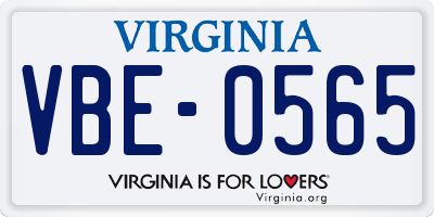 VA license plate VBE0565
