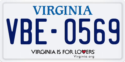 VA license plate VBE0569