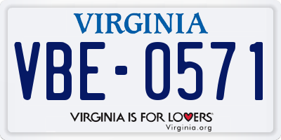 VA license plate VBE0571
