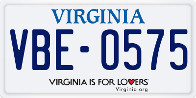 VA license plate VBE0575