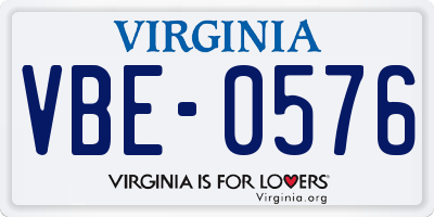 VA license plate VBE0576