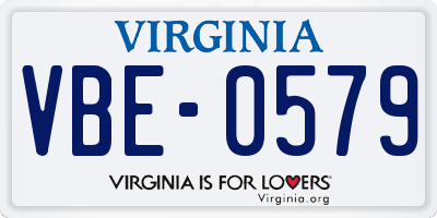 VA license plate VBE0579