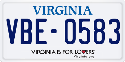 VA license plate VBE0583