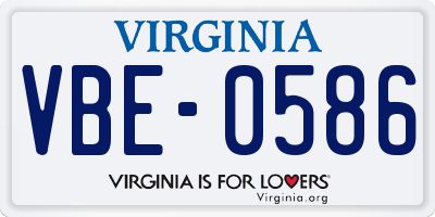 VA license plate VBE0586
