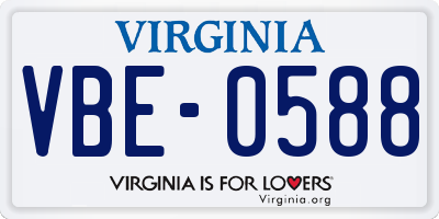 VA license plate VBE0588