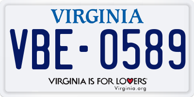 VA license plate VBE0589