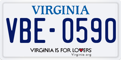 VA license plate VBE0590