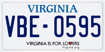VA license plate VBE0595