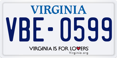 VA license plate VBE0599