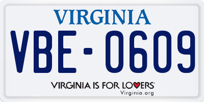 VA license plate VBE0609