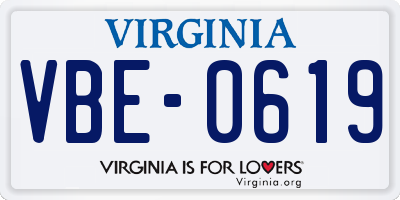 VA license plate VBE0619