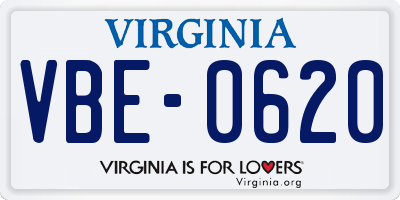 VA license plate VBE0620