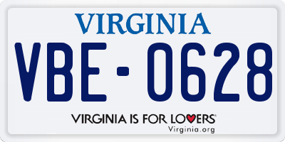 VA license plate VBE0628