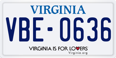 VA license plate VBE0636