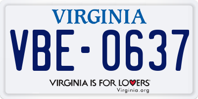 VA license plate VBE0637