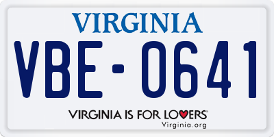 VA license plate VBE0641
