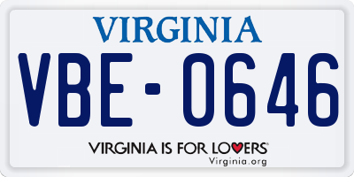 VA license plate VBE0646