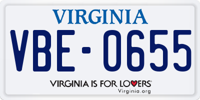 VA license plate VBE0655