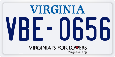 VA license plate VBE0656