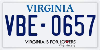VA license plate VBE0657