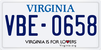 VA license plate VBE0658